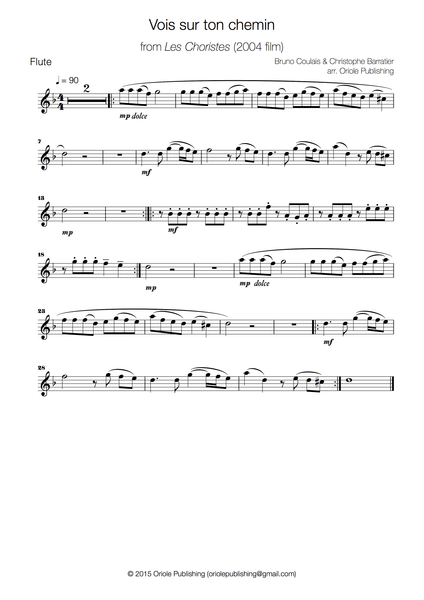 VOIS SUR TON CHEMIN Sheet music for Flute (Mixed Trio)