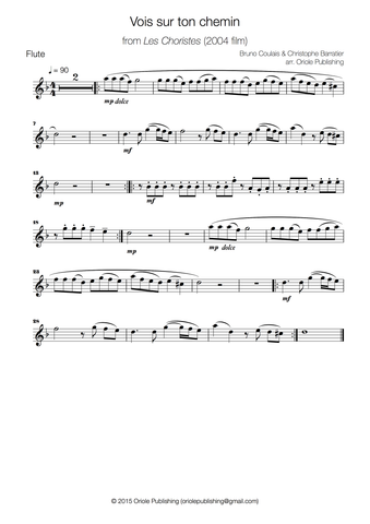 Coulais et Barratier - Vois sur ton chemin for Wind Quintet (from 2004 French film Les Choristes)