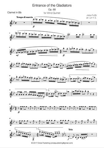 Julius Fucik - Entrance of the Gladiators for Woodwind / Wind Quintet