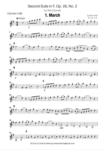 Holst - Second Suite in F for Military Band - Complete (arr. for Wind Quintet)