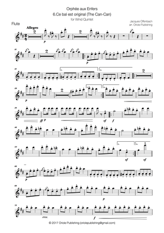 J. Offenbach - Orphée aux Enfers 6. Ce bal est original (The Can-Can) for Wind Quintet