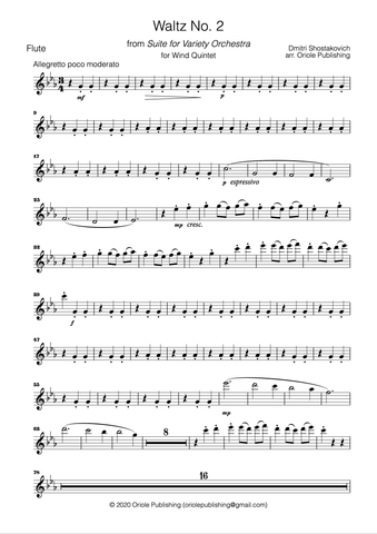 Shostakovich - Waltz No. 2 from Suite for Variety Orchestra for Wind Quintet
