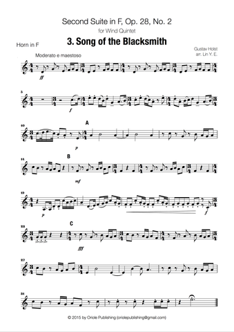 Holst - Second Suite in F for Military Band - 3. Song of the Blacksmith (arr. for Wind Quintet)